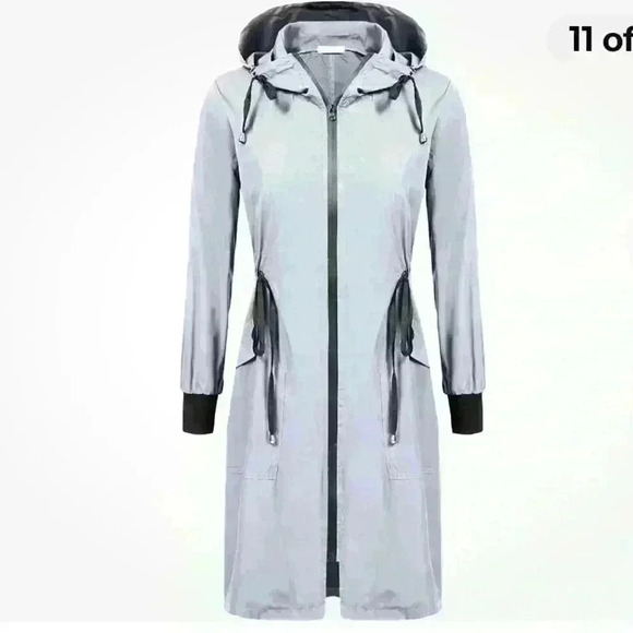 ELESOL Women's Rain Jacket Waterproof Lightweight Long Raincoat purple Sz large - Picture 3 of 3